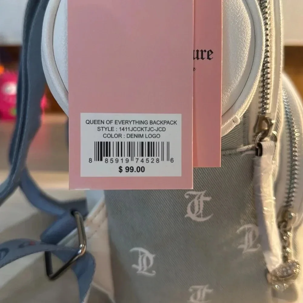 Juicy Couture “Queen of Everything” Denim Mini Backpack w/Sparkle Logo - Picture 8 of 8